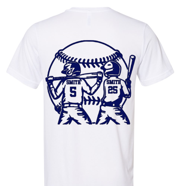 Personalized 2 Baseball Players T-Shirt Youth/Adult