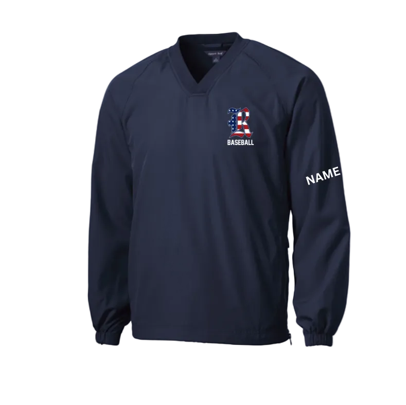 American V-Neck Raglan Wind Jacket: Adult only with personalization option