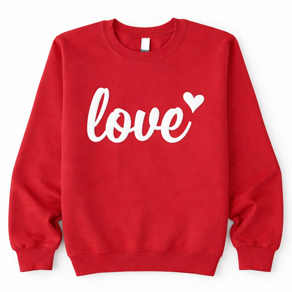 LOVE with Heart (puff) crewneck sweatshirt