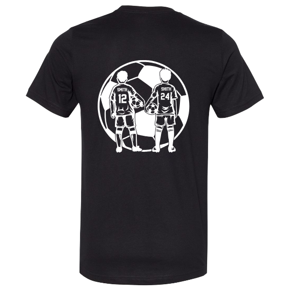 Personalized 2 Boys Soccer Player: t-shirt, long sleeve or sweatshirt