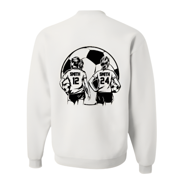 Personalized 2 Girls Soccer Player: t-shirt, long sleeve or sweatshirt