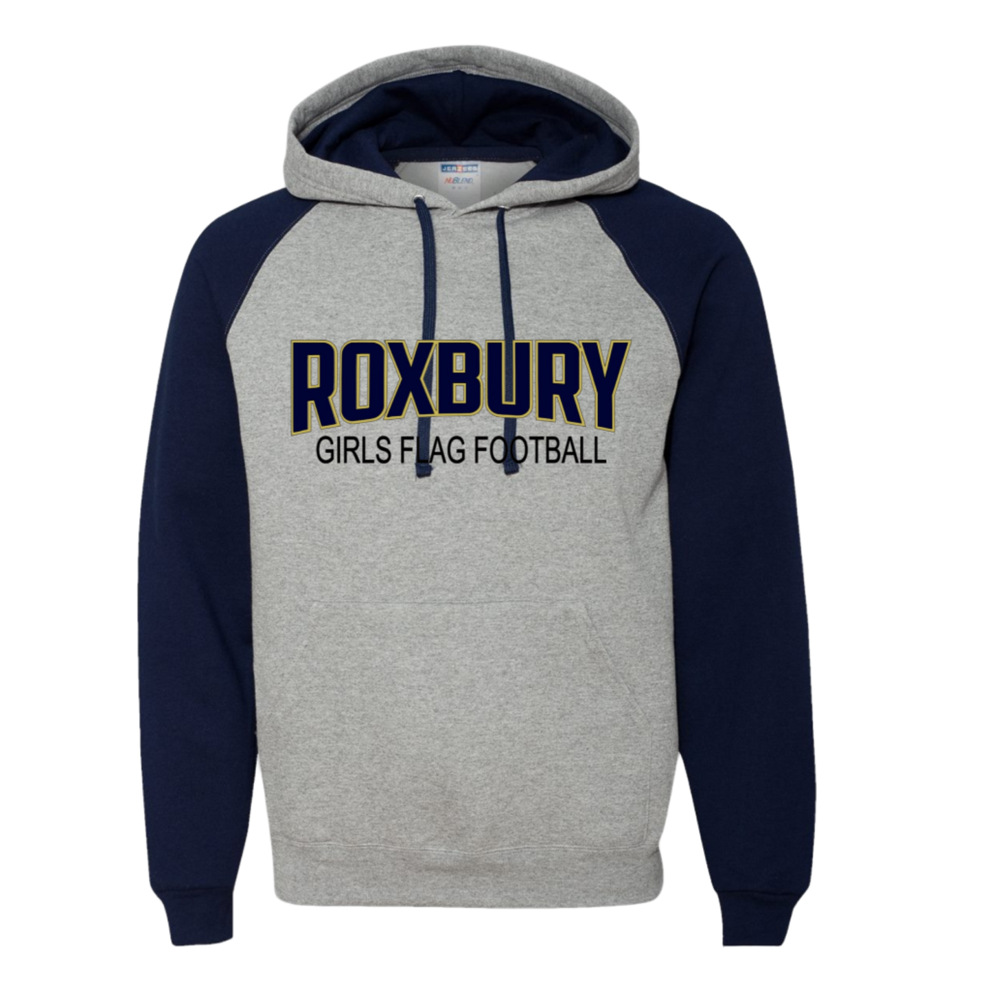 Roxbury Girls Flag Football Colorblock Hoodie: Adult only with Personalization Option