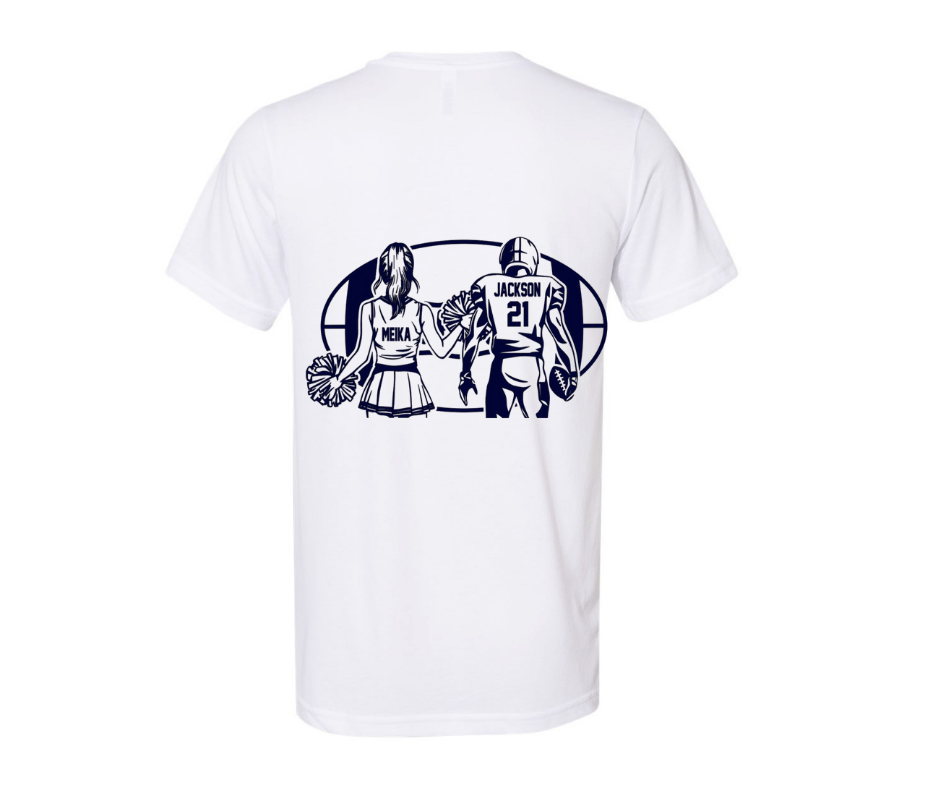 Football Heart with Personalized Football Player(s) /Cheerleader: t-shirt, long sleeve or sweatshirt (Copy)