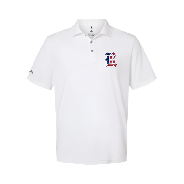 Short Sleeve Performance Polo with American Flag R Logo: Adult
