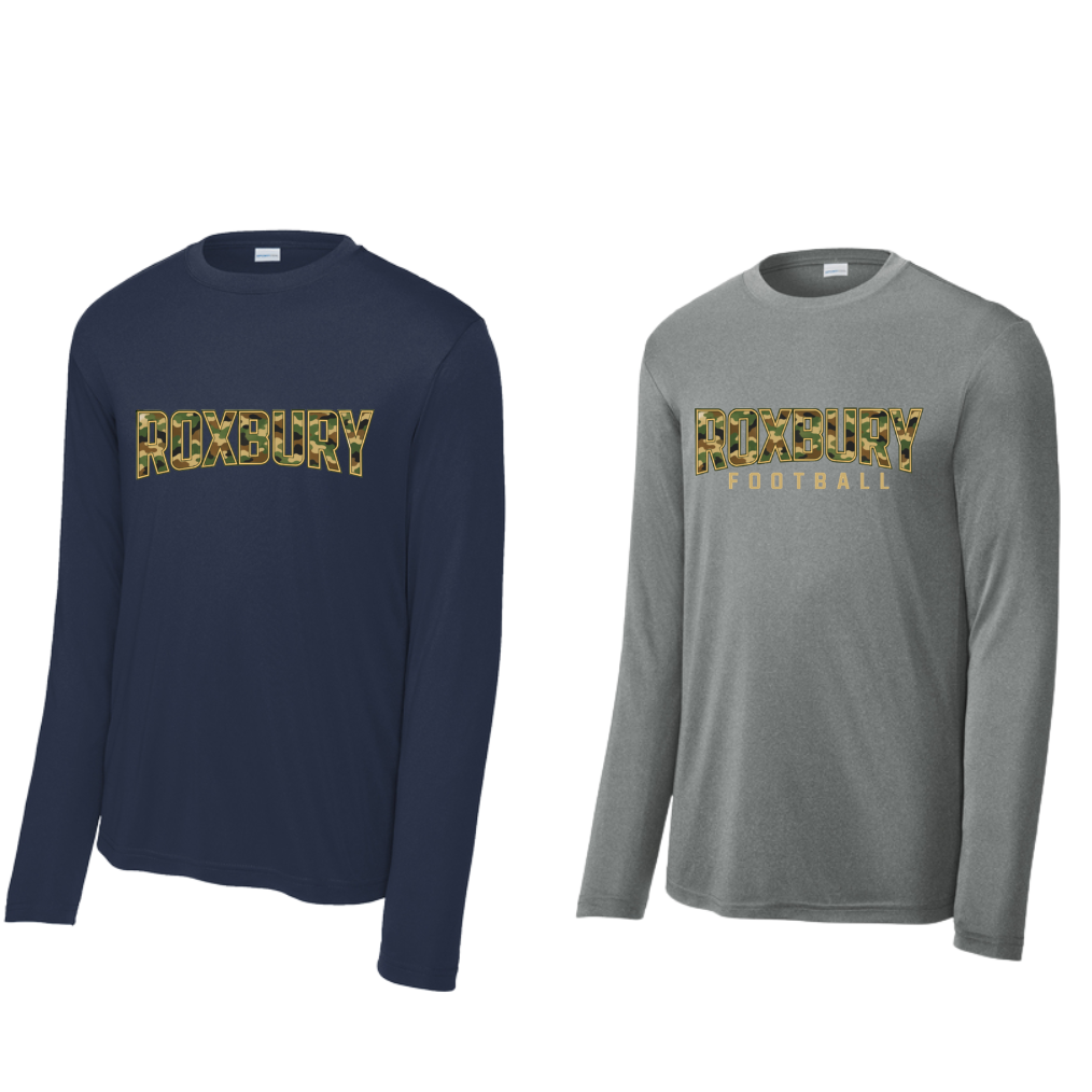 Roxbury Camo Long Sleeve T-shirt: Cotton or Dri Fit