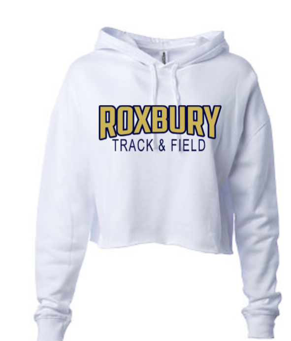White Track and Field Cropped Hoodie/Crew with Personalization Option