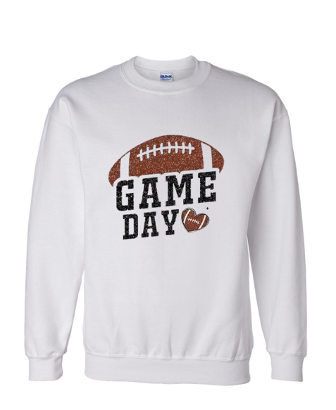 Football Game Day Glitter Crew Sweatshirt Youth/Adult