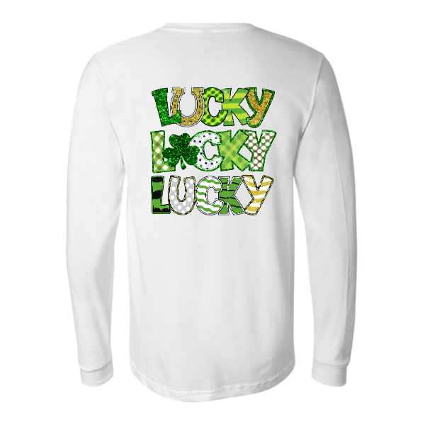 3 times LUCKY: Long sleeve, crewneck or Hoodie: Youth and Adult