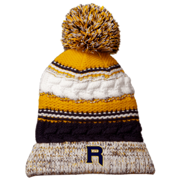 Gold/Navy/White Pom Pom Hat