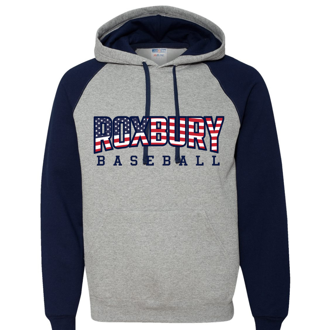Roxbury American Baseball Design Colorblock Hoodie:  Adult only