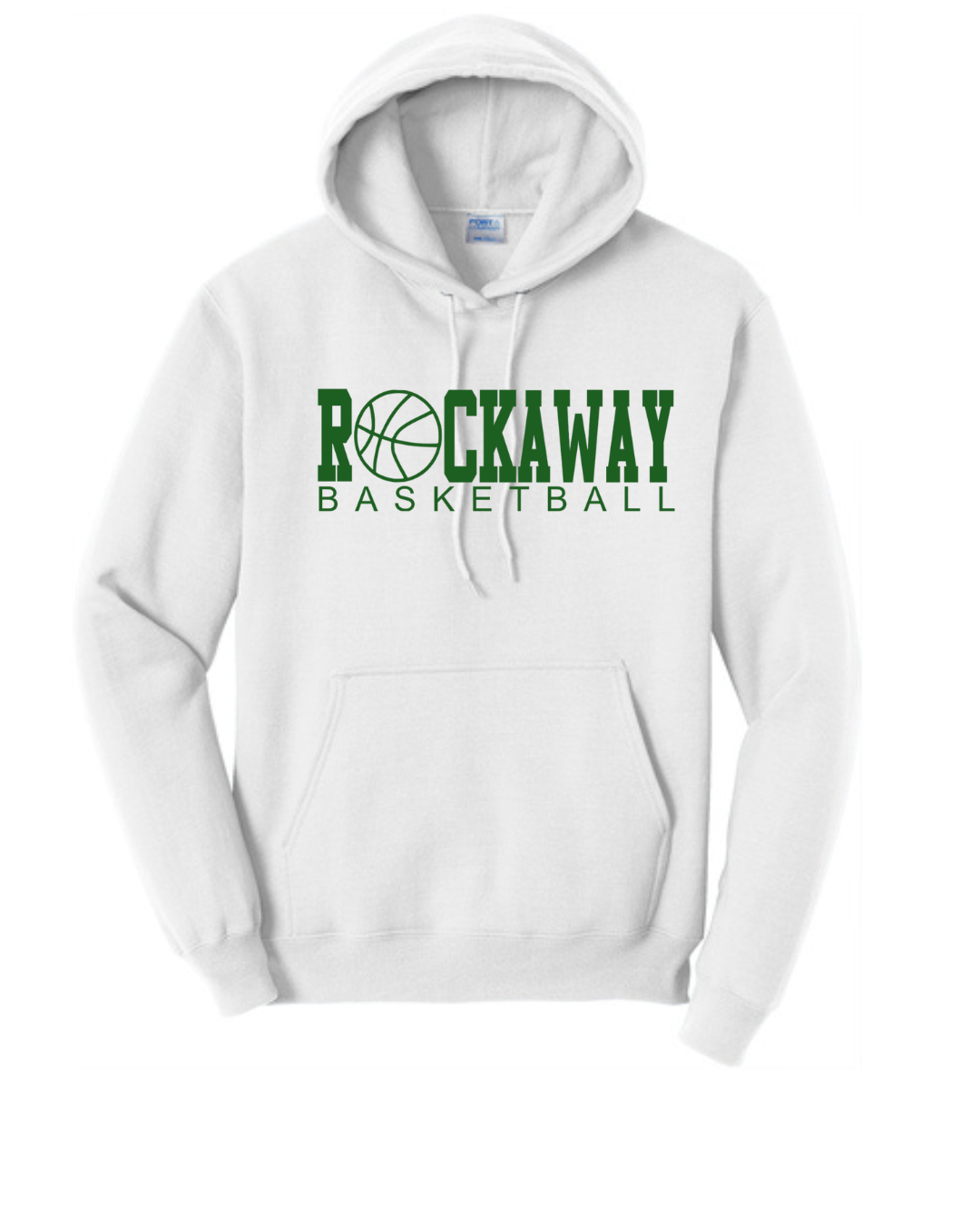 Rockaway Basketball Hoodie:  Grey, white or Green