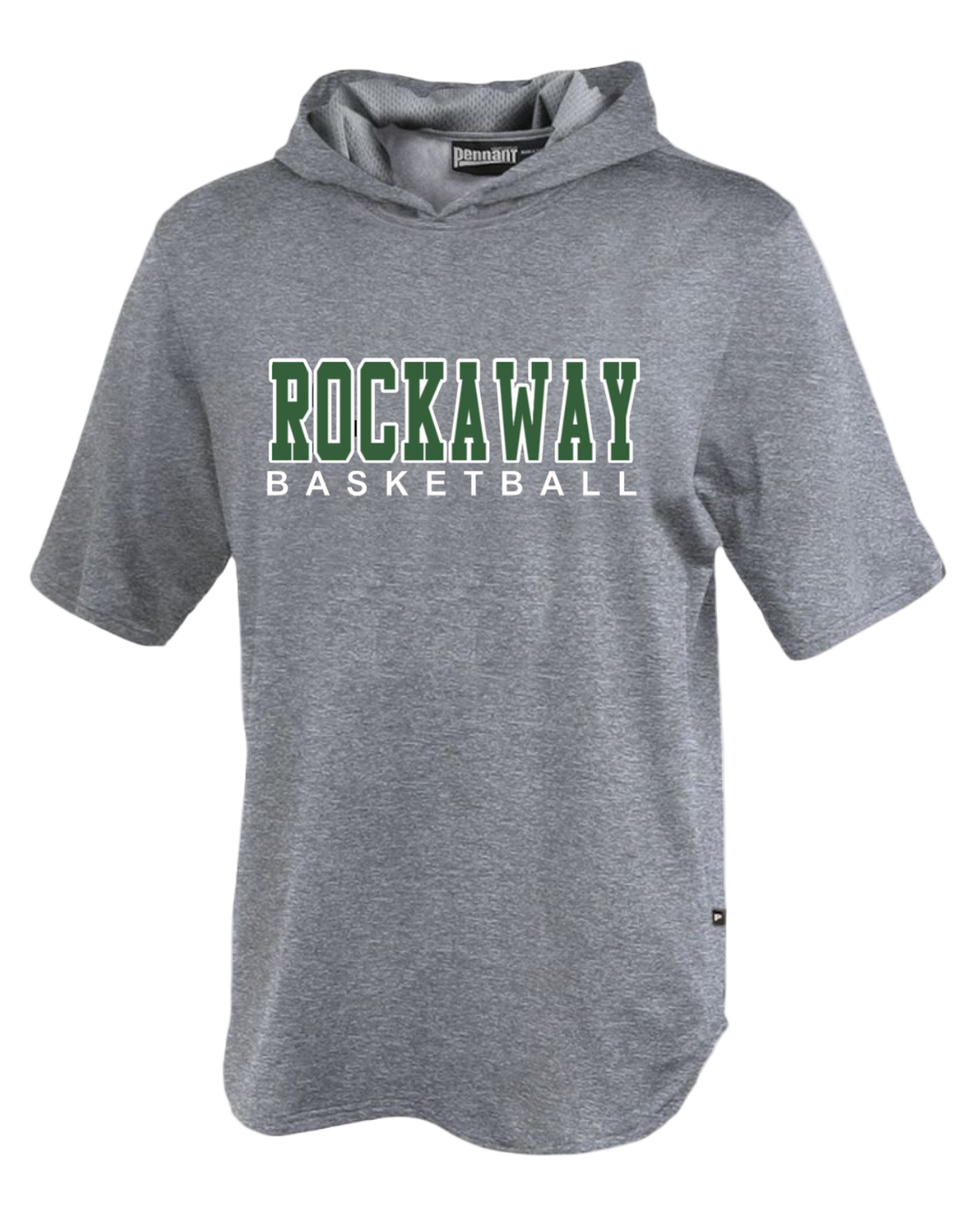 Rockaway Basketball Performance Short Sleeve Hoodie:  Black and Grey