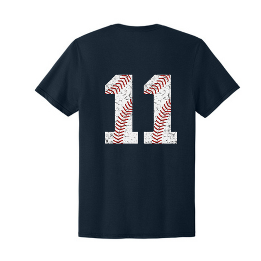 Roxbury Baseball Distressed Players Number:  Cotton T-Shirt