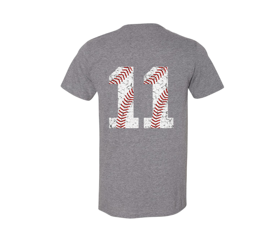 Roxbury Baseball Distressed Players Number:  Cotton T-Shirt