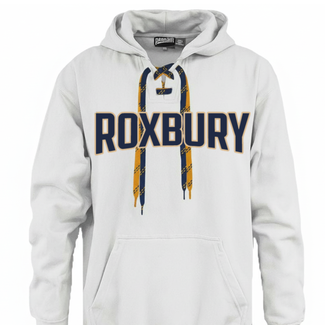 Roxbury Hoodie with Laces: Navy or White  Adult sizes only