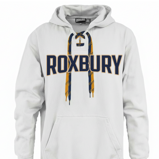 Roxbury Hoodie with Laces: Navy or White  Adult sizes only