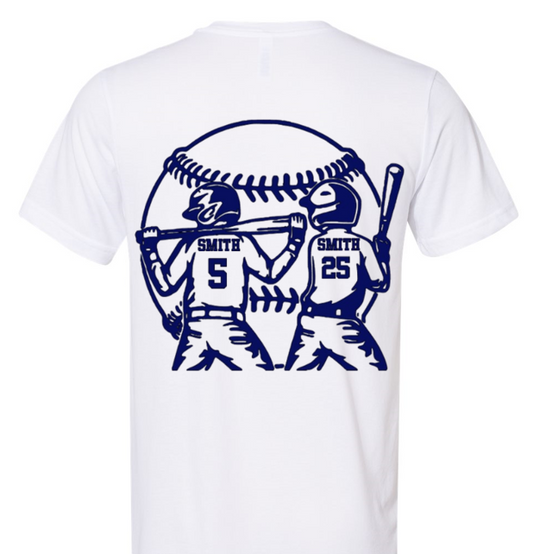 Personalized 2 Baseball Players T-Shirt Youth/Adult