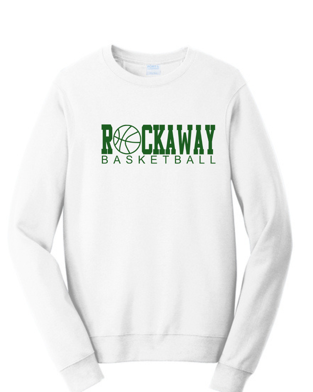 Rockaway Basketball Crewneck Sweatshirt:  Grey, white or Green