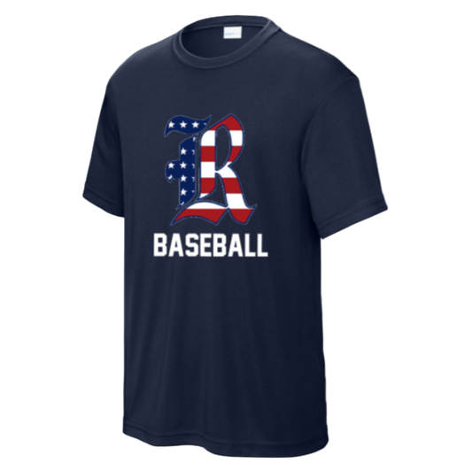Roxbury American Flag Baseball Dri Fit T-shirt: Youth and Adult