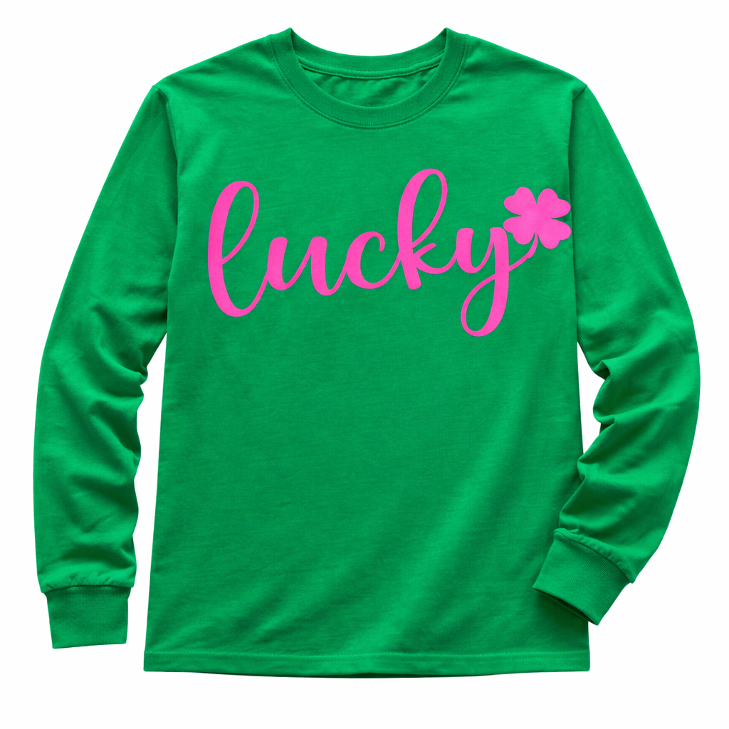 LUCKY:  T-shirt, Long sleeve, crewneck: Youth and Adult