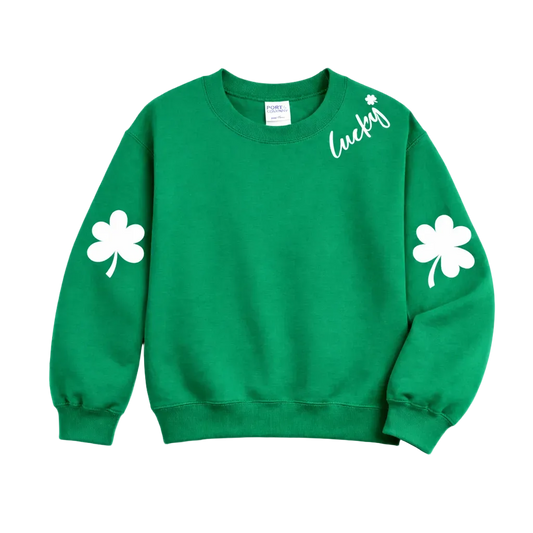 LUCKY SHAMROCKS:  Long sleeve, crewneck or Hoodie: Youth and Adult