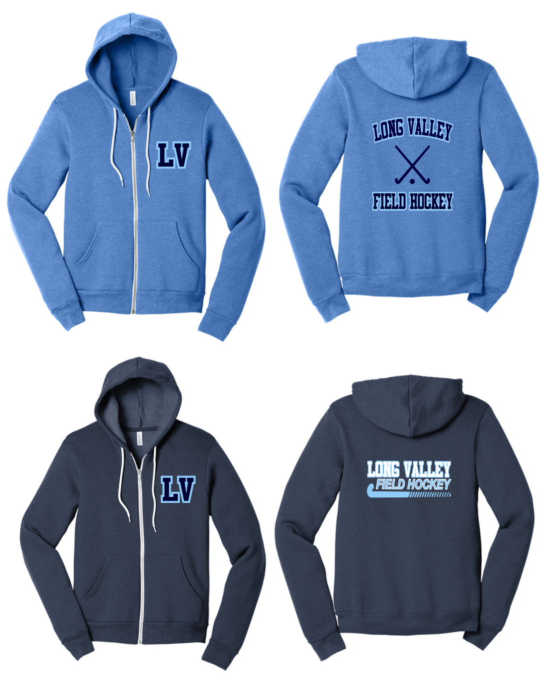 Long Valley Field Hockey Full Zip Hoodie: Youth/Adult