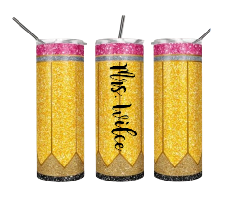 Pencil Glitter 20 oz Tumbler