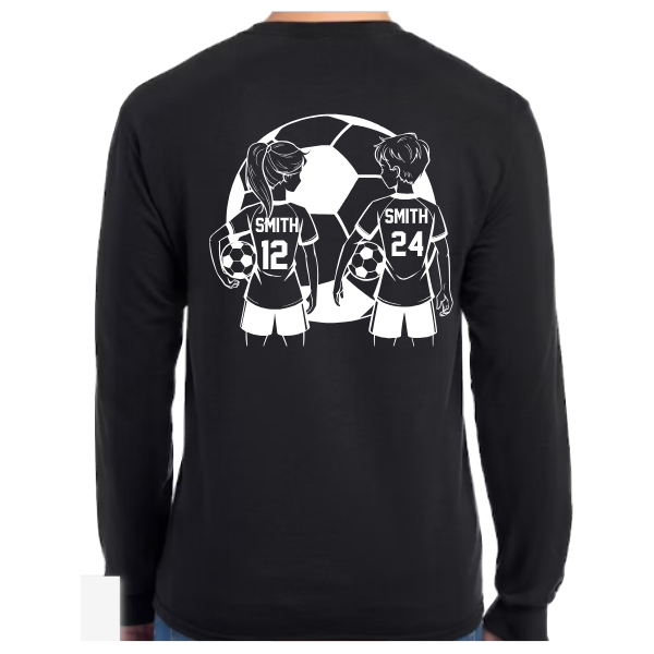 Personalized Girl and Boys Soccer Player:   t-shirt, long sleeve or sweatshirt