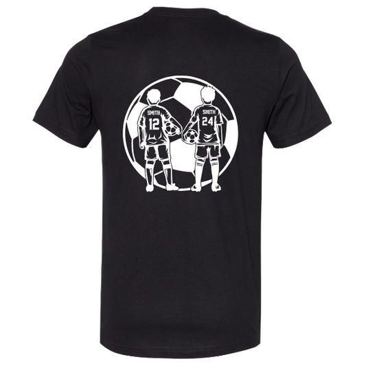 Personalized 2 Boys Soccer Player:   t-shirt, long sleeve or sweatshirt