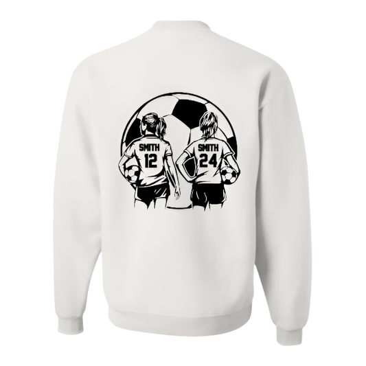 Personalized 2 Girls Soccer Player:   t-shirt, long sleeve or sweatshirt