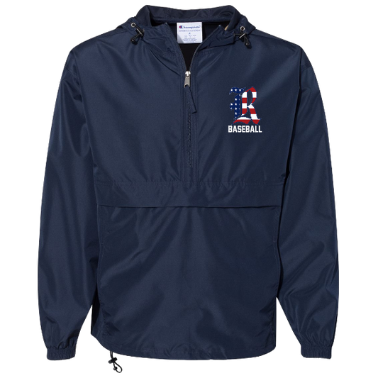 R American Flag Quarter Zip Rain Windbreaker
