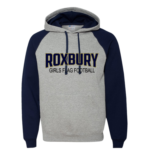 Roxbury Girls Flag Football Colorblock Hoodie:  Adult only with Personalization Option