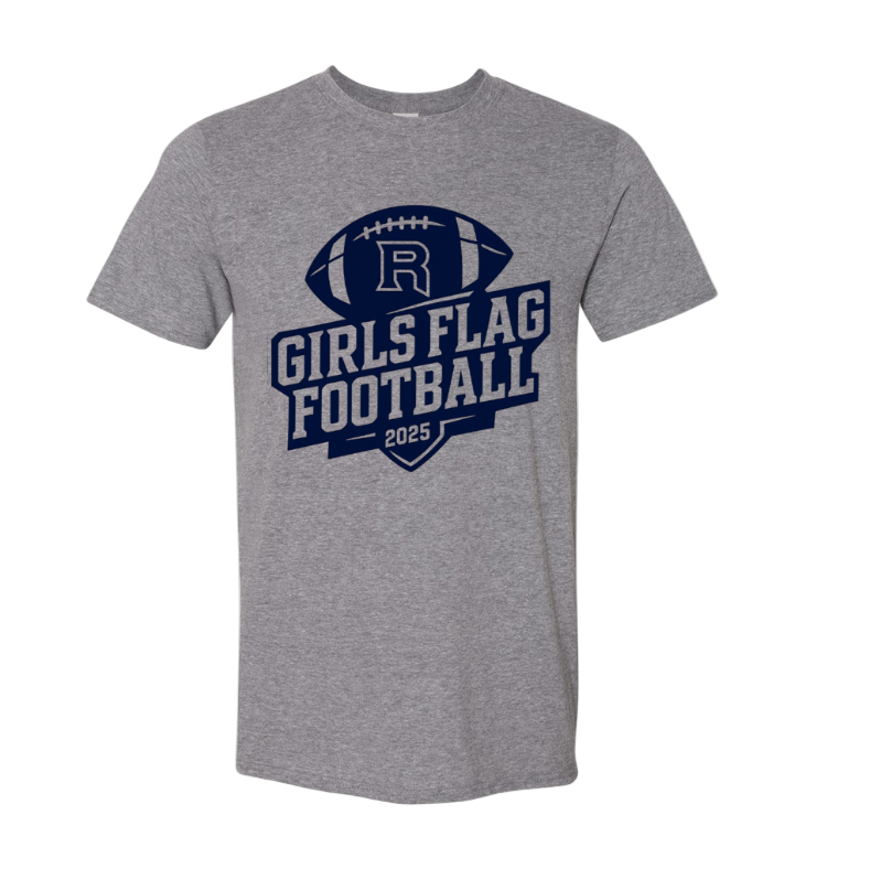 Roxbury Girls Flag Football Gray Design:  Tshirt, long sleeve, crewneck or hoodie with Personalization Option