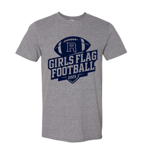 Roxbury Girls Flag Football Gray Design:  Tshirt, long sleeve, crewneck or hoodie with Personalization Option