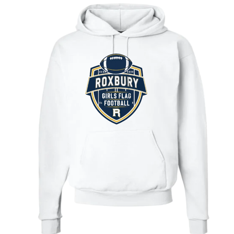 Roxbury Girls Flag Football White Design:  Tshirt, long sleeve, crewneck or hoodie with Personalization Option