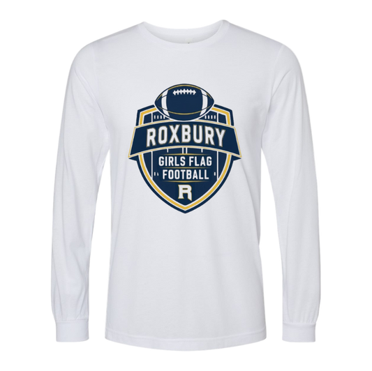 Roxbury Girls Flag Football White Design:  Tshirt, long sleeve, crewneck or hoodie with Personalization Option
