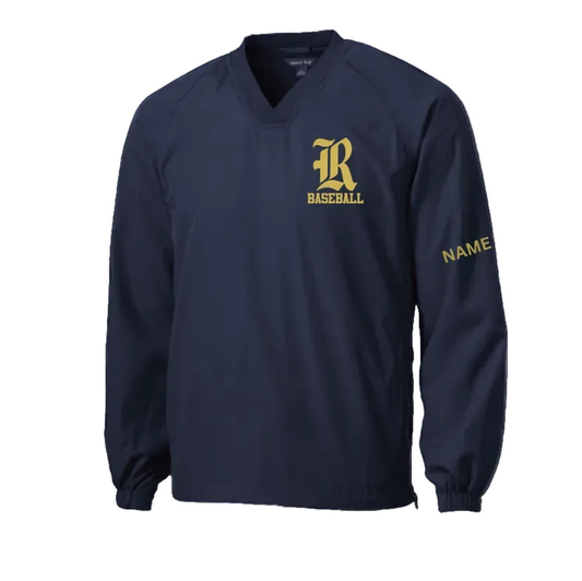 R baseball V-Neck Raglan Wind Jacket:  Adult only with personalization option