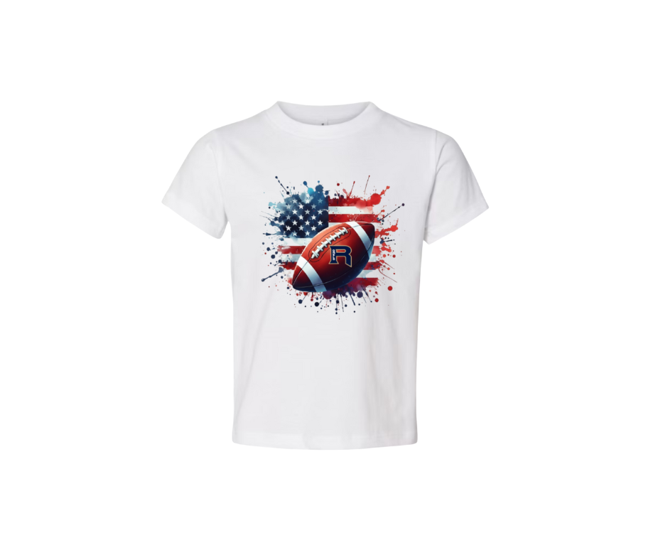 R Football Paint Design  Navy or White:  t-shirt, long sleeve or sweatshirt