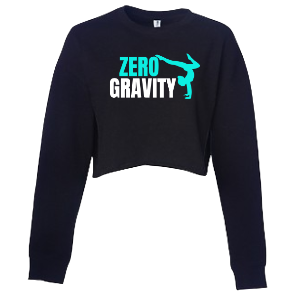 Zero Gravity Cropped Crew Sweatshirt Black or White with Personalization Option