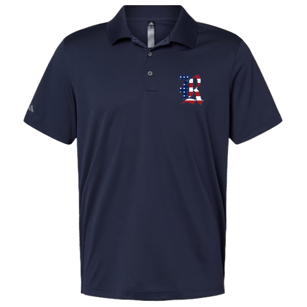 Short Sleeve Performance Polo with American Flag R Logo:  Adult