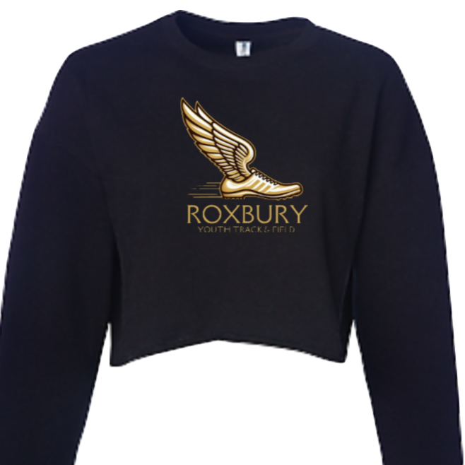 Black Track and Field Cropped Hoodie/Crew  with Personalization Option