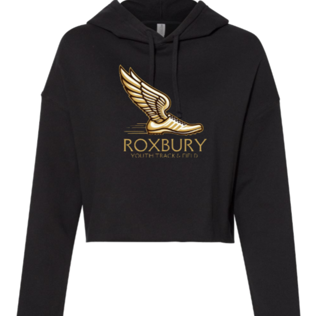 Black Track and Field Cropped Hoodie/Crew  with Personalization Option