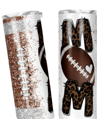 Football Mom Glitter 20 oz Tumbler
