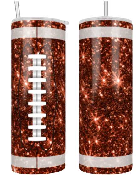 Football Glitter 20 oz Tumbler