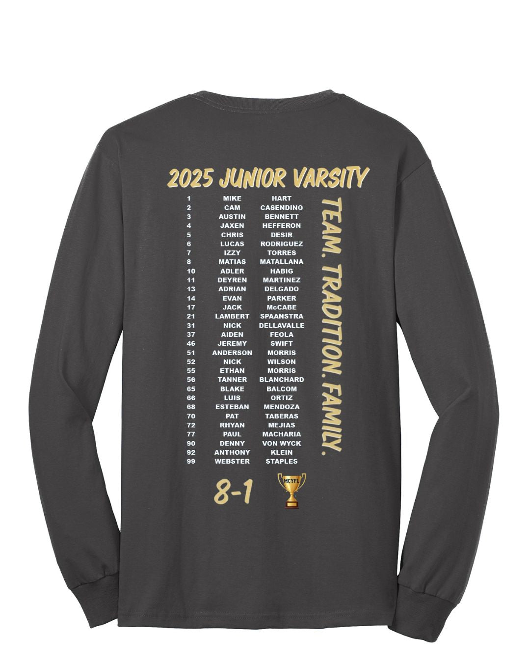 JV CHAMPIONS long sleeve  Navy or Grey