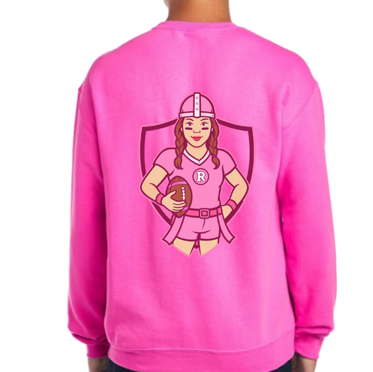 Roxbury Girls Flag Football Hot Pink Design: ADULT Tshirt, long sleeve, crewneck or hoodie