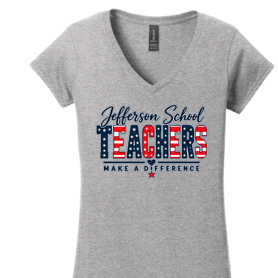 Jefferson School Cotton Women's V-Neck T-shirt