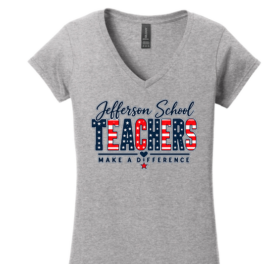 Jefferson School Cotton Women's V-Neck T-shirt