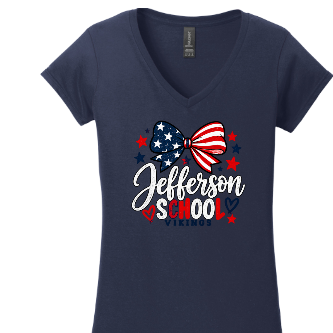 Jefferson School Cotton Women's V-Neck T-shirt