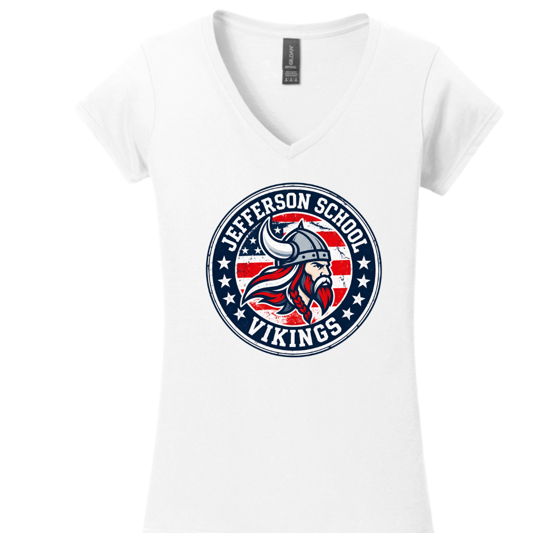 Jefferson School Cotton Women's V-Neck T-shirt
